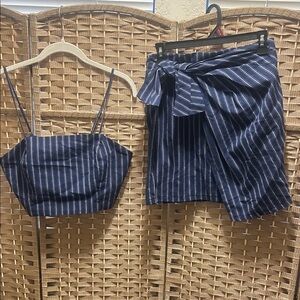 Essue Blue and White Striped Skirt Set